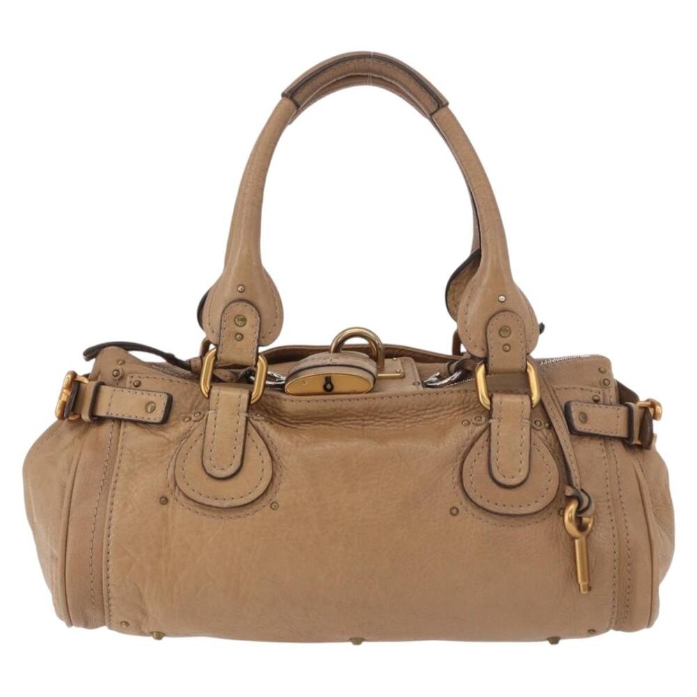 Chloe Leather Paddington Handbag Beige